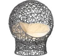 PawHut Panier pour Chat, Grotte pour Chat avec Coussin, 2 pièces, 50 cm x 50 cm x 60 cm, Blanc crème + Marron