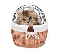Panier pour chat pour vélo, housse en treillis métallique, panier de vélo en osier pour petits chiens et chats, porte-chien amovible, panier de transport pour animaux de compagnie, porte-chien pour le