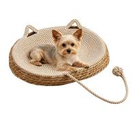 Panier pour chat tissé à la main avec grattoir, nid de couchage non confiné | Panier tissé naturel pour animal domestique offrant un espace de repos et une décoration d'intérieur non confinée