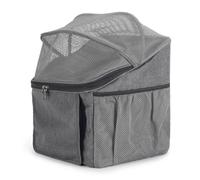Panier pour chats et petits chiens, gris | Auvent en maille, panneaux structurés, ouverture fermée, poche de rangement