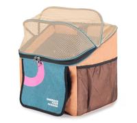 Panier pour chats et petits chiens, jaune | Auvent en maille, panneaux structurés, ouverture fermée, poche de rangement