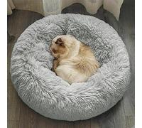 Panier Pour Chien, Coussin Chat, Lit Calmant Pour Chien et Chat, Anti-AnxiéTé Donut Cuddler Lit Rond Douillet et RéChauffant, Coussin Pelucheux Pour Petits Chiens et Chats Moyens (60cm Gris Clair)
