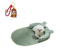 Panier pour Chien - Coussin d'été pour Chien, Coussin pour Chat, Coussin saisonnier indéchirable pour Chat + Porte-clés Panda (Plus Vert, S:50 * 40cm (Animaux de Moins de 3,5kg))