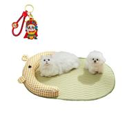 Panier pour Chien - Coussin d'été pour Chien, Coussin pour Chat, Coussin saisonnier indéchirable pour Chat + Porte-clés Panda (Jaune, S:50 * 40cm (Animaux de Moins de 3,5kg))