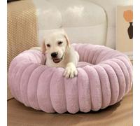 Panier pour Chien Donut, Lit pour Chien Anti Stress Apaisant en Peluche, Panier Chien avec Base Antidérapante, Coussin Animaux pour Chiens et Chats de Tout âge (80cm,Violet)