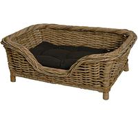Panier pour chien en rotin tressé - Gris - Avec coussin (matériau naturel gris)