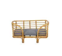 Panier pour chien et chat - BEAU RIVAGE - SELENE - Rotin - Rectangulaire 75x47x40 cm - Coussin gris déhoussable 6 cm