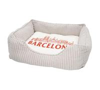 Panier pour Chien et Chat Rembourré - Barcelona Minimalist Espagne Barcelone Voyage - Lit Confortable avec Coussin Déhoussable et Lavable Couchage Moelleux Imprimé en France Base Antidérapante