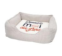Panier pour Chien et Chat Rembourré - Donnez-moi du Gras Street Food Burger Viande - Lit Confortable avec Coussin Déhoussable et Lavable Couchage Moelleux Imprimé en France Base Antidérapante