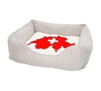Panier pour Chien et Chat Rembourré - Drapeau Carte Suisse Football Sport Equipe Nationale - Lit Confortable avec Coussin Déhoussable et Lavable Couchage Moelleux Imprimé en France Base Antidérapante