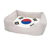 Panier pour Chien et Chat Rembourré - Drapeau Coree du Sud Football Sport Equipe Nationale - Lit Confortable avec Coussin Déhoussable et Lavable Couchage Moelleux Imprimé en France Base Antidérapante
