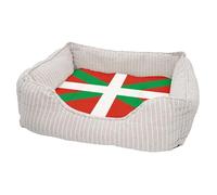 Panier pour Chien et Chat Rembourré - Drapeau Pays Basque Football Sport Equipe Nationale - Lit Confortable avec Coussin Déhoussable et Lavable Couchage Moelleux Imprimé en France Base Antidérapante