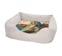 Panier pour Chien et Chat Rembourré - Estampe Japonaise 14 Montagnes Art Délicat Original Vintage - Lit Confortable avec Coussin Déhoussable et Lavable Couchage Moelleux Imprimé en France Base