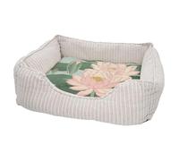 Panier pour Chien et Chat Rembourré - Fleur de Lotus Estampe Japonaise Illustration Japon Traditionel Art Motif - Lit Confortable avec Coussin Déhoussable et Lavable Couchage Moelleux Imprimé en