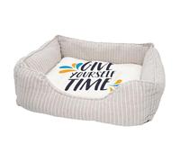 Panier pour Chien et Chat Rembourré - Give Yourself Time Typographie Message Self Care Bien Etre Santé - Lit Confortable avec Coussin Déhoussable et Lavable Couchage Moelleux Imprimé en France Base
