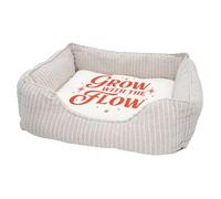 Panier pour Chien et Chat Rembourré - Grow with the Flow Typographie Message Bien Etre Inspiration Self Care - Lit Confortable avec Coussin Déhoussable et Lavable Couchage Moelleux Imprimé en France
