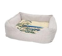 Panier pour Chien et Chat Rembourré - Hokusai Art Japon Estampe Salon The Koishikawa Mont Fuji - Lit Confortable avec Coussin Déhoussable et Lavable Couchage Moelleux Imprimé en France Base