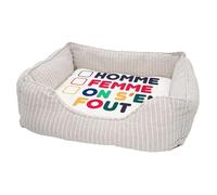 Panier pour Chien et Chat Rembourré - Homme Femme On s'en Fout LGBTQ+ Trans Non-Binaire - Lit Confortable avec Coussin Déhoussable et Lavable Couchage Moelleux Imprimé en France Base Antidérapante