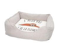 Panier pour Chien et Chat Rembourré - J'Peux Pas J'ai la Flemme Paresseux Illustration - Lit Confortable avec Coussin Déhoussable et Lavable Couchage Moelleux Imprimé en France Base Antidérapante