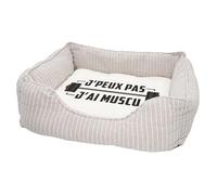 Panier pour Chien et Chat Rembourré - J'Peux Pas J'ai Muscu Salle de Sport Musculation - Lit Confortable avec Coussin Déhoussable et Lavable Couchage Moelleux Imprimé en France Base Antidérapante