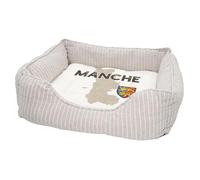 Panier pour Chien et Chat Rembourré - Manche 50 Département Carte Normandie Ancienne Rare - Lit Confortable avec Coussin Déhoussable et Lavable Couchage Moelleux Imprimé en France Base Antidérapante