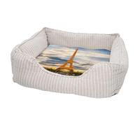 Panier pour Chien et Chat Rembourré - Paris Tour Eiffel Ville Monument France Couche de Soleil - Lit Confortable avec Coussin Déhoussable et Lavable Couchage Moelleux Imprimé en France Base