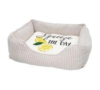 Panier pour Chien et Chat Rembourré - Squeeze the Day Jeux de Mots Nourriture Citron - Lit Confortable avec Coussin Déhoussable et Lavable Couchage Moelleux Imprimé en France Base Antidérapante