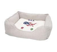 Panier pour Chien et Chat Rembourré - USA Is Calling Me Flag Travel New York - Lit Confortable avec Coussin Déhoussable et Lavable Couchage Moelleux Imprimé en France Base Antidérapante
