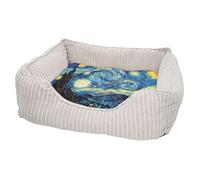 Panier pour Chien et Chat Rembourré - Van Gogh Nuit Etoilees Peinture Post-Impressionnisme - Lit Confortable avec Coussin Déhoussable et Lavable Couchage Moelleux Imprimé en France Base Antidérapante
