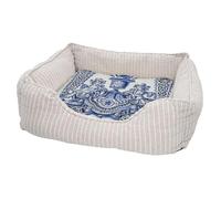 Panier pour Chien et Chat Rembourré - Vase Baroque Motif Design Bleu et Blanc Style Ceramique - Lit Confortable avec Coussin Déhoussable Lavable Couchage Moelleux Imprimé en France Base Antidérapante