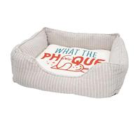 Panier pour Chien et Chat Rembourré - What the Phoque Jeu de Mot Anglais Humour Animaux - Lit Confortable avec Coussin Déhoussable et Lavable Couchage Moelleux Imprimé en France Base Antidérapante