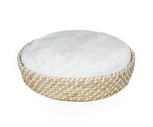 Panier pour chien et chat rond en osier et coussin Duvoplus Beige 45x45x10 cm