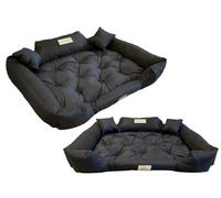Grand lit pour chien et chat AIO Kingdog 80x60/100x75cm gris foncé - taille L - avec 2 coussins 15x15cm
