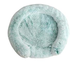 Panier pour Chien, Lit pour Animaux, Coussin, Canapé, Rembourrage Doux, Peluche, Bords Surélevés, Housse Amovible et Lavable, Antidérapant,Vert 3,90 CM（<25KG）