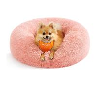 Panier Pour Chien, Lit Ronde En Forme De Beignet, Canapé, Coussin Central Amovible Et Lavable, Tissu Peluche Doux, Ø60 Cm, Rose