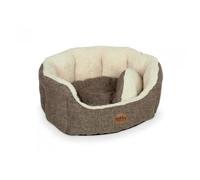 Panier pour Chien - NOBBY - ALBA COMFORT - Ovale - Aspect Lin Marron - 55 x 50 x 21 cm