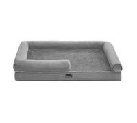 Panier pour Chien Orthopédique, Bords Rehaussés, Housse Amovible et Lavable, 120 x 85 x 20 cm, Antidérapant, Gris Clair