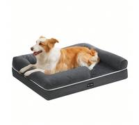 Panier Pour Chien Orthopédique, Bords Rehaussés, Housse Amovible Et Lavable, 91 X 71 X 20 Cm, Antidérapant, Gris Foncé