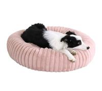Panier pour Chien, Panier Chiens Taille XXL Orthopedique, Coussin pour Chat Lavable, Canapé, Doux et Moelleux, Fond AntidéRapant Lit Ronde en Forme de Beignet (Rose,70cm/27.6in)