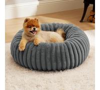 Panier pour Chien, Panier pour Animaux de Compagnie en Forme de Beignet, Coussin Chien Lavable, Rembourrage Doux, Lit Rond en Peluche pour Chats ou Petits Chiens (Gris foncé,L-Ø70cm/27.5in)