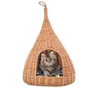 Panier pour Chiens avec Coussin Gris 40x60 cm Saule Naturel Corbeille vidaXL