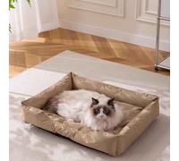Panier pour Chiens, Canapé-Lit pour Animaux, Lit pour Chat avec Fond Antidérapant, Bords Surélevés, Imperméable, Convient Aux Petits Et Grands Chiens Et Chats,Marron,3XL