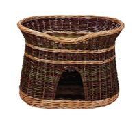 Panier pour Dormir Chat - Niche pour Chats à l'intérieur - Taille L: 60 cm Ovale - Panier Grotte en Osier pour Chat - Lit pour Chiens ou Chats à Deux étages - Corbeille Couleur laquée Osier