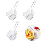 Panier pour Friteuse Rectangulaire Petit,Mini Panier à Frites avec Poignée,Panier à Frites en Acier Inoxydable,Panier Friteuse,Outil de Friture Idéal,Barquette Frite,3 Pièces,19.1x7.5x6.3cm