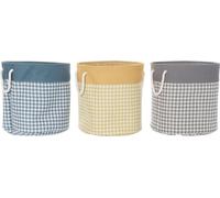 Panier pour linge sale DKD Home Decor pied-de-poule Gris Bleu Jaune 45 x 45 x 45 cm (3 pièces)