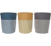 Panier pour linge sale DKD Home Decor pied-de-poule métal jaune bleu gris multicolore 30 x 40 cm 40 x 40 x 60 cm (3 pièces)