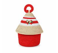 Panier rang tissu avec couvercle, Panier coton clochette rouge
