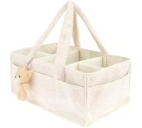 Panier Rangement Bébé, Organisateur De Couches Pour Bébé, Sac à Langer Pour Poussette, Rangement Table A Langer Bebe Pour Couches Lingettes Lotion, Cadeau Naissance (Blanc)