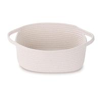 Panier Rangement Bébé, Panier de Rangement Tressé en Corde avec Poignées, Petit Panier avec Sacs Cadeaux Transparents et Rubans pour Rangement Salle de Bain, Chambre, Fête ou Cadeau, Blanc