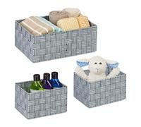 Panier rangement corbeille tressée 3 pièces gris panier de rangement pliable